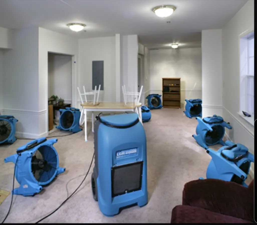 Air movers and dehumidifier setup for Water Extraction & Removal in Little Canada
